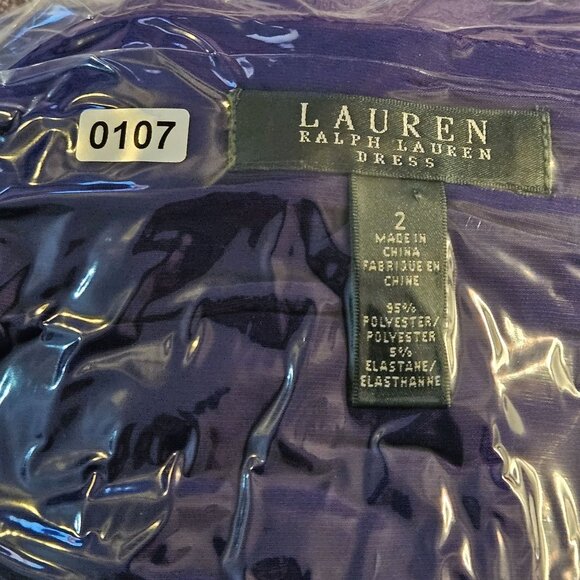 Ralph Lauren Purple Draped Jersey Long Sleeve Cocktail Dress Size 2 - Picture 14 of 14